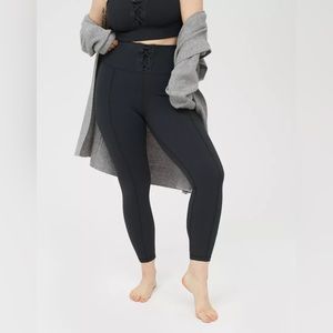 Aerie Ribbed High Waisted Lace Up Leggings